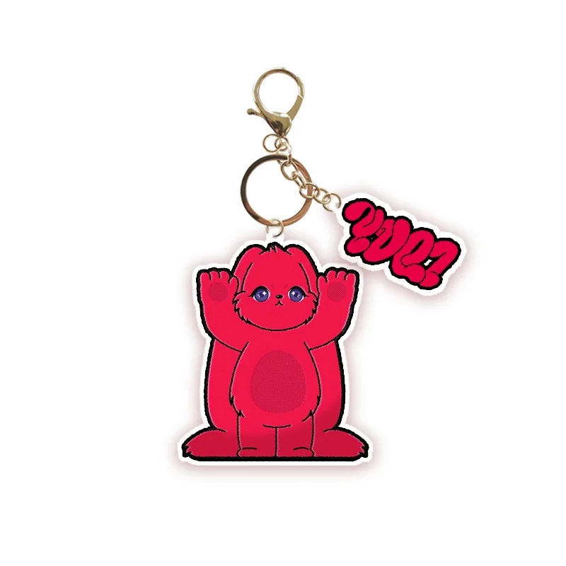 KPOP (G)I-DLE عضو YUQI ألبوم YUQ1 الكرتون سلسلة مفاتيح مصنوعة من الأكريليك الأحمر أرنب حامل الشكل جراب هاتف الذكية توك مروحة جمع هدية