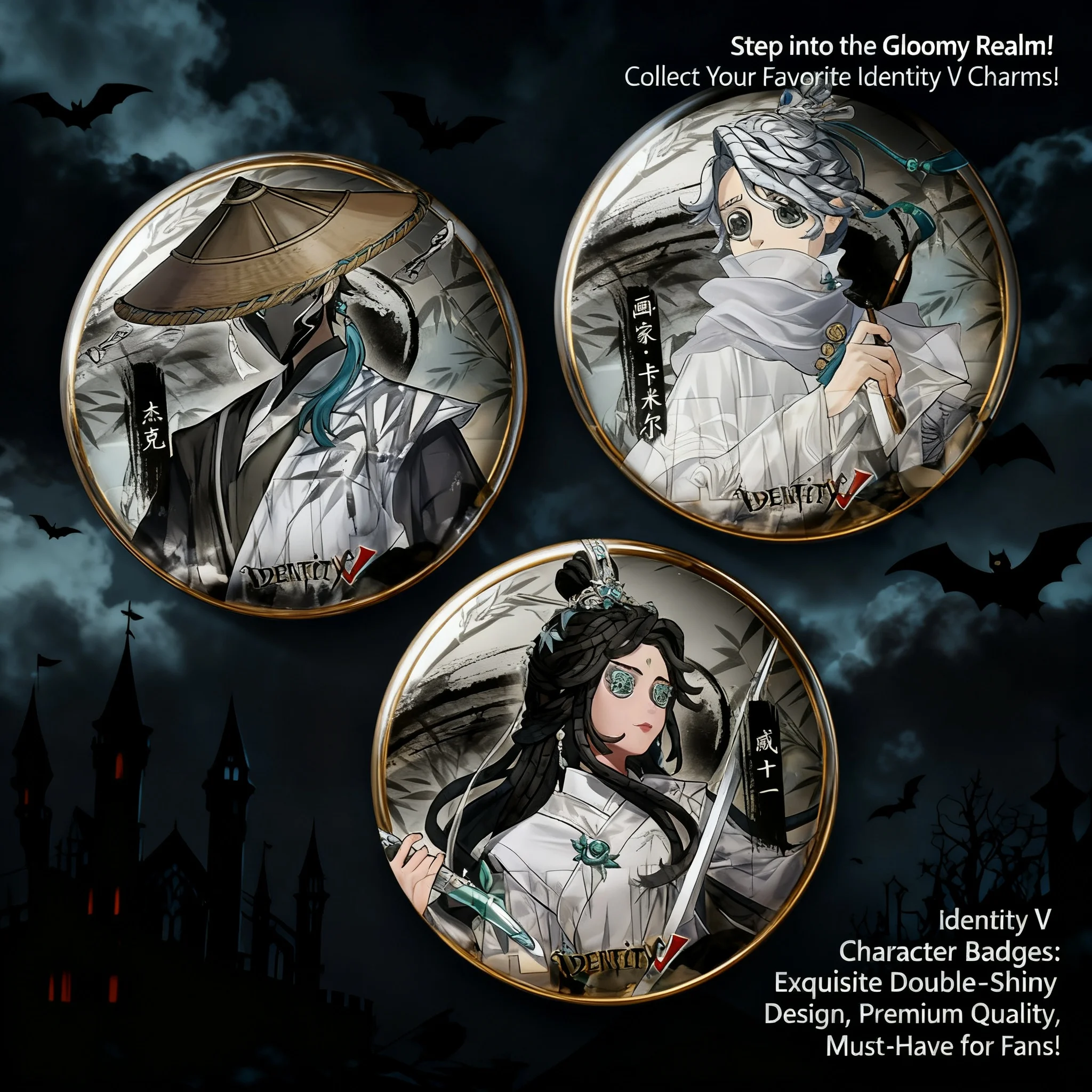 

Fifth Personality Game Anime Ink Charm Series Little Girl Patient Perfumer Merchandise Dual Flash 75mm Large Badge