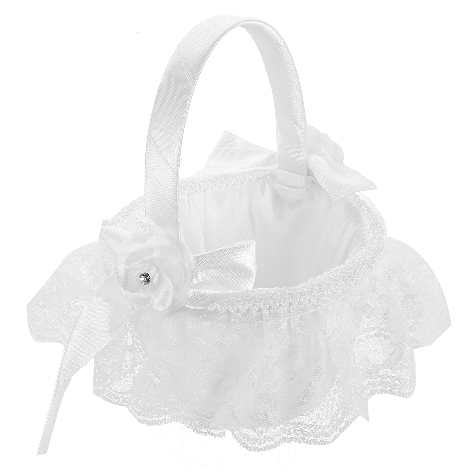 

Rustic Lace Wedding Flower Girl Basket Bridal Handheld Petal Storage Basket Elegant Decor For Engagement Anniversary Party