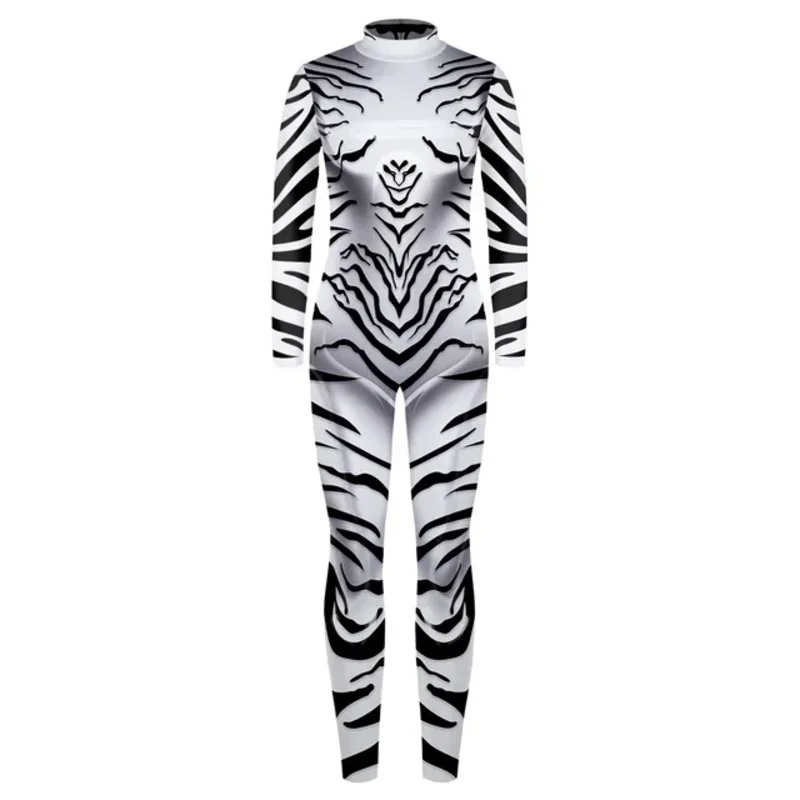 Boys Girls 3D Digital Animal Zebra Stripe Printing Bodysuit Children Punk Robot Jumpsuit Kids Halloween Cosplay Costumes CMM501