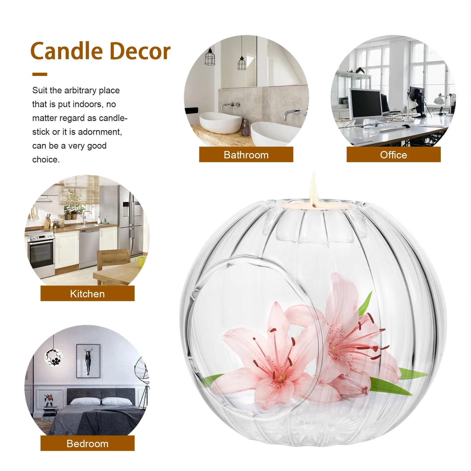 

1Pcs Glass Pumpkin Decorative Holder Creative Candlestick Home Decor Stand Exquisite Glass Crafts