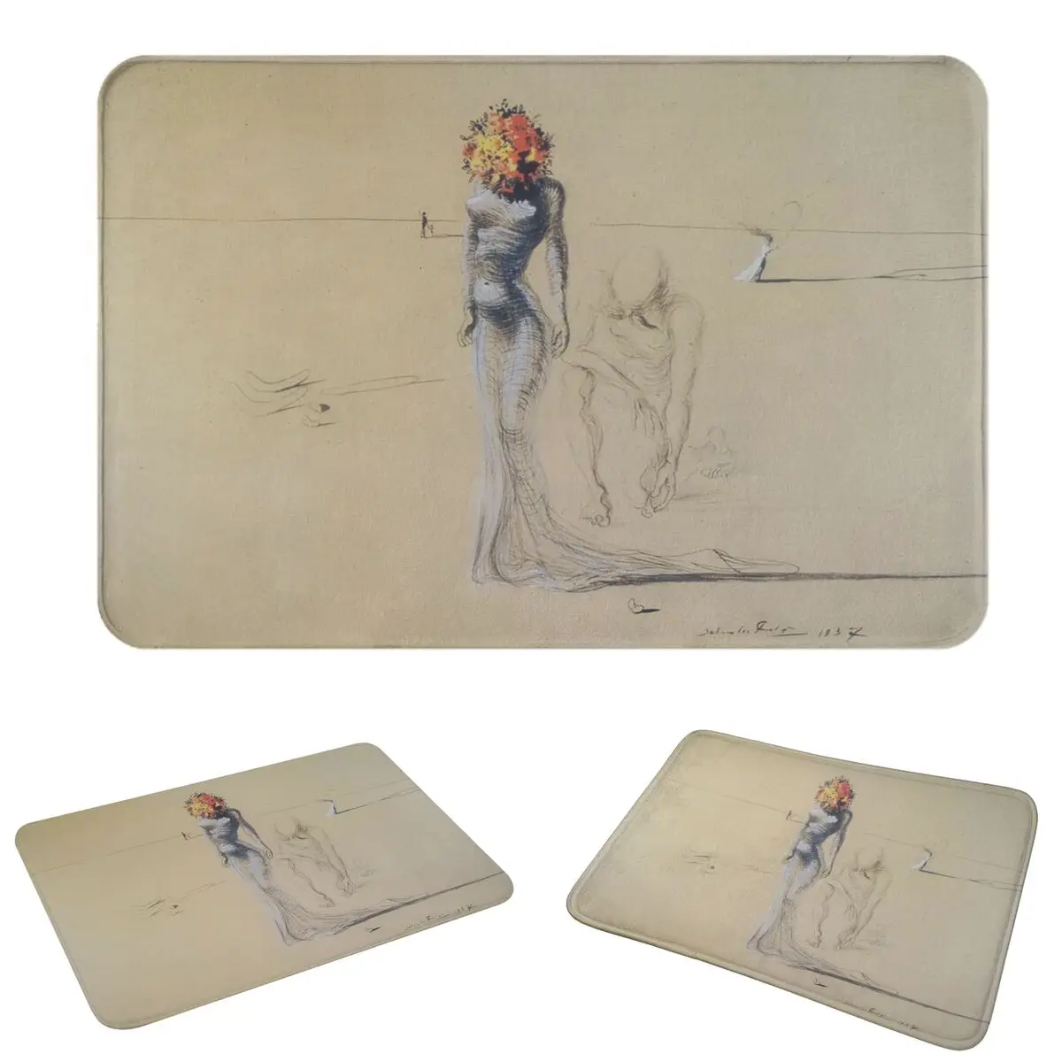 Salvador Dali Non-slip Doormat Floor Mat Sand Scraping Carpet Rug for Kitchen Entrance Home Balcony Footpad Mats