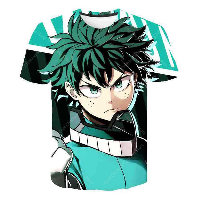 My Hero Academia Summer Boys Girls  Short Sleeve Clothing for Tee Cute casual fashion Parent Child Clothing Short Sleeve T-shirt