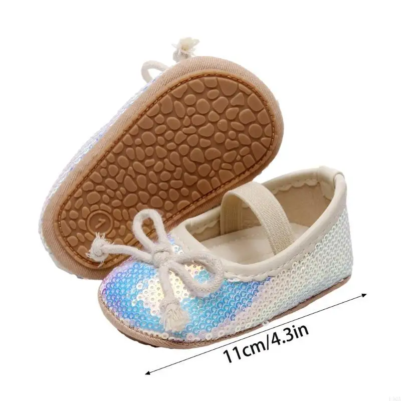 D5QA Sparking Leather Shoe Sepatu Bayi Perempuan Sepatu Crib untuk Sepatu Preawalker Bayi Baru Lahir