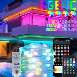 Slimme Led Lichtslingers Outdoor Telefoon App Bediening Sprookjesachtige Lichten Slinger Voor Kerst Nieuwjaar Home Tree Camping Party Versiering