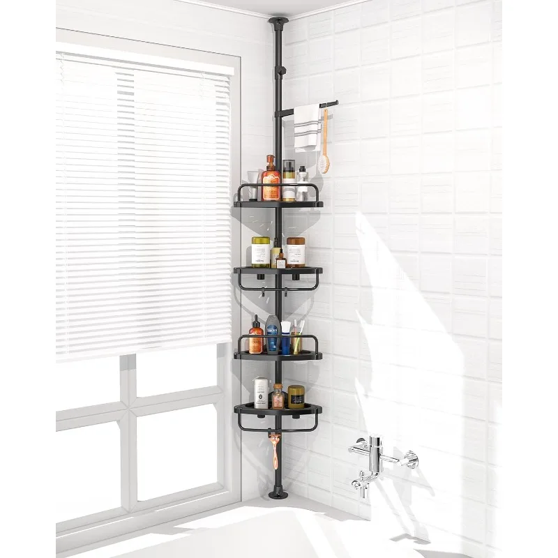 4-level Corner Shower Caddy, Stainless Steel, Adjustable Corner Shower Stand, Rust Resistant 3.3 To 9.8 Feet