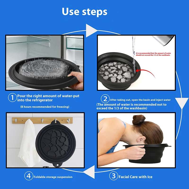 Folding Basin Silicone Facial Ice Bath Bowl Collapsible Silicone Ice Bath Bowl Efficient Washing Basin Silicone Ice Bath Bowl