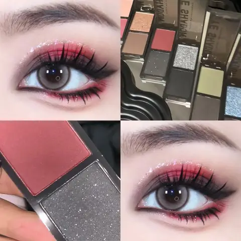 Paleta de Sombra Matte Glitter, Pigmentos góticos, vermelhos, pretos, Cor impermeável da terra, Shimmer, Cosméticos portáteis, 2 cores