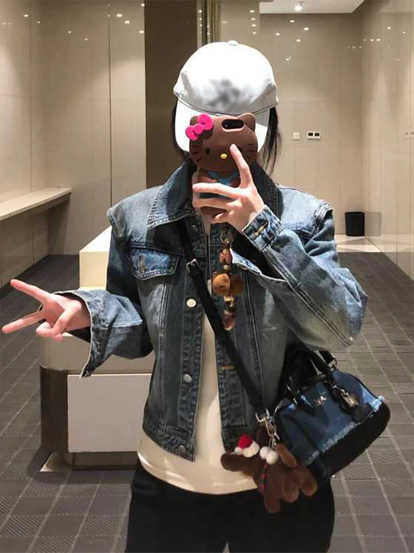 

Retro Waed Blue Denim Jaet Women's Spring Autumn ort Design Sense Small Size Jaet Top Loose Fit kets Long Sve