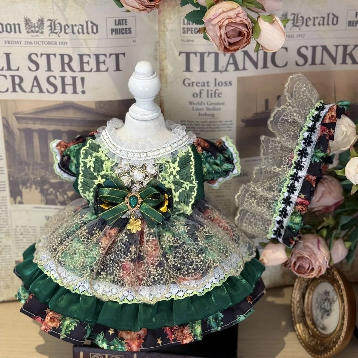 เสื้อผ้าตุ๊กตาผ้าฝ้าย 20 ซม. 40 ซม. 10 ซม. 15 ซม. ชุดสีมรกต สำหรับตุ๊กตา reborn ขนาด 50-55 ซม. จัดส่งฟรี