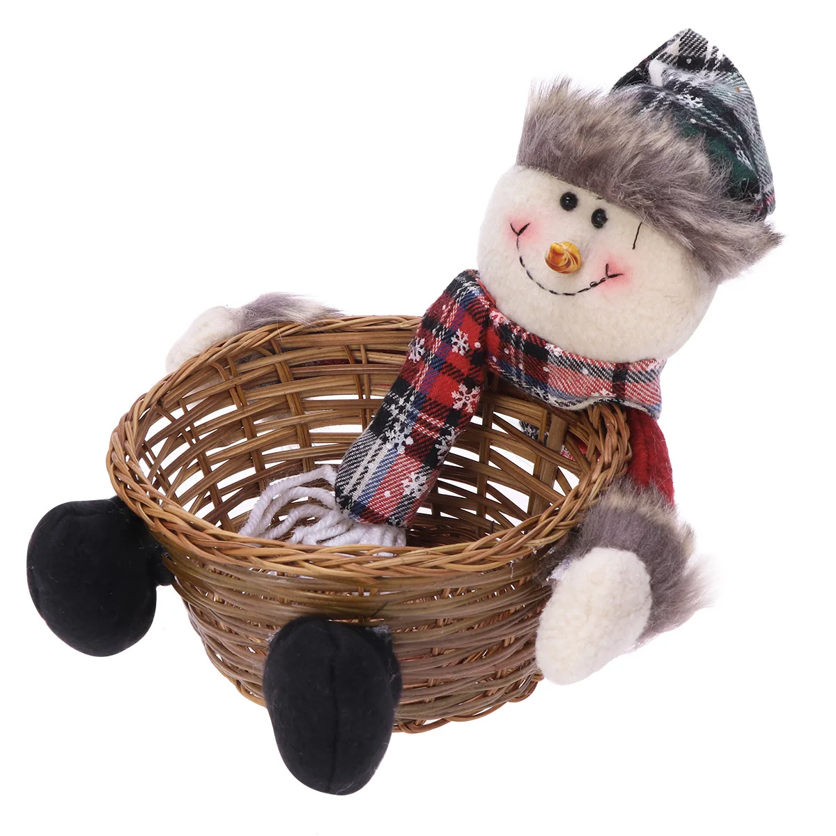 

Candy Storage Basket Snowman Xmas Gift Basket Christmas Decoration Party Storage Bin Candy Holder Holiday Organizer