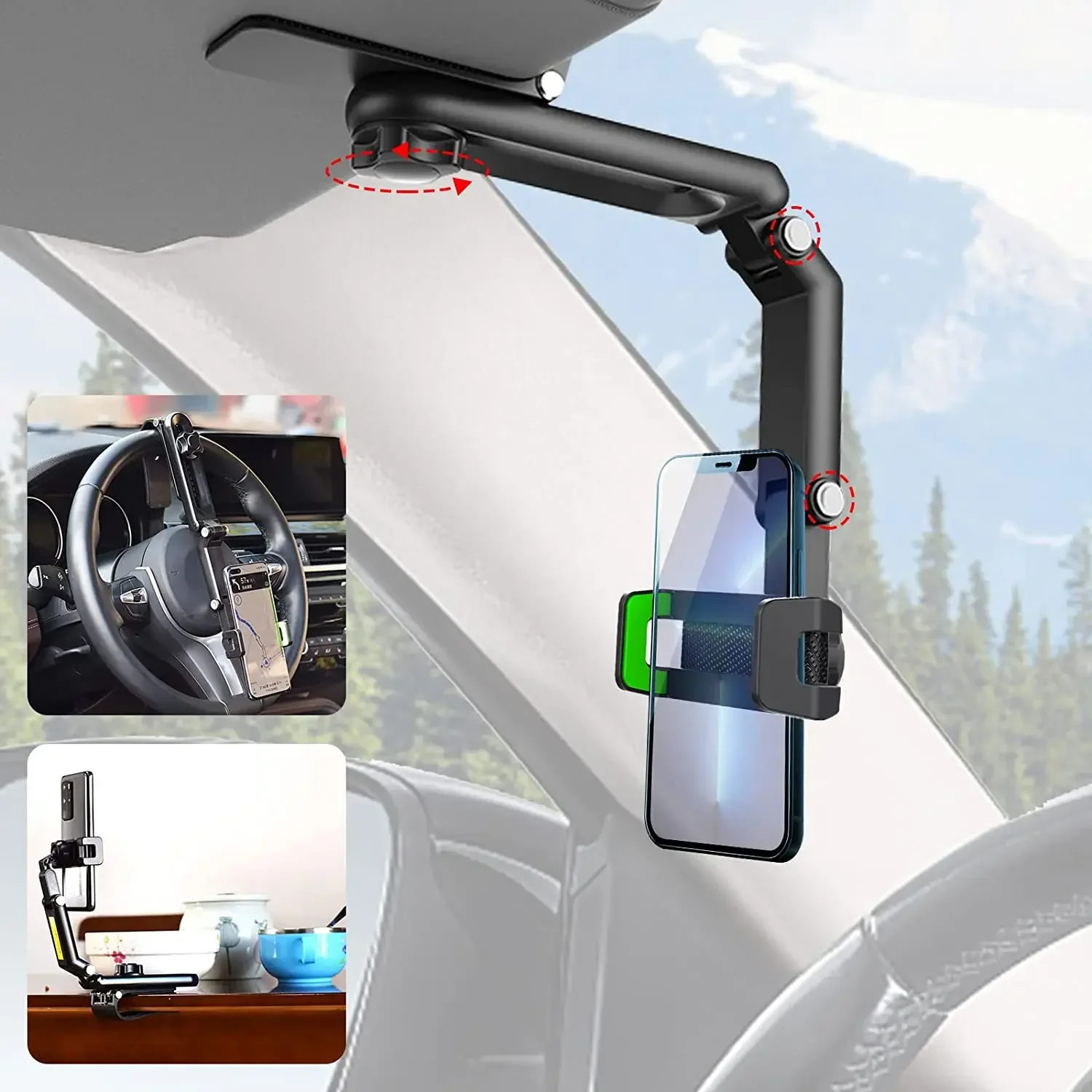 360 °   Rotierende Sonnenblende Autotelefonhalter Halterung GPS-Zelle Mobile Auto Clip Halterung Ständer Unterstützung im Auto für IPhone Samsung Xiaomi