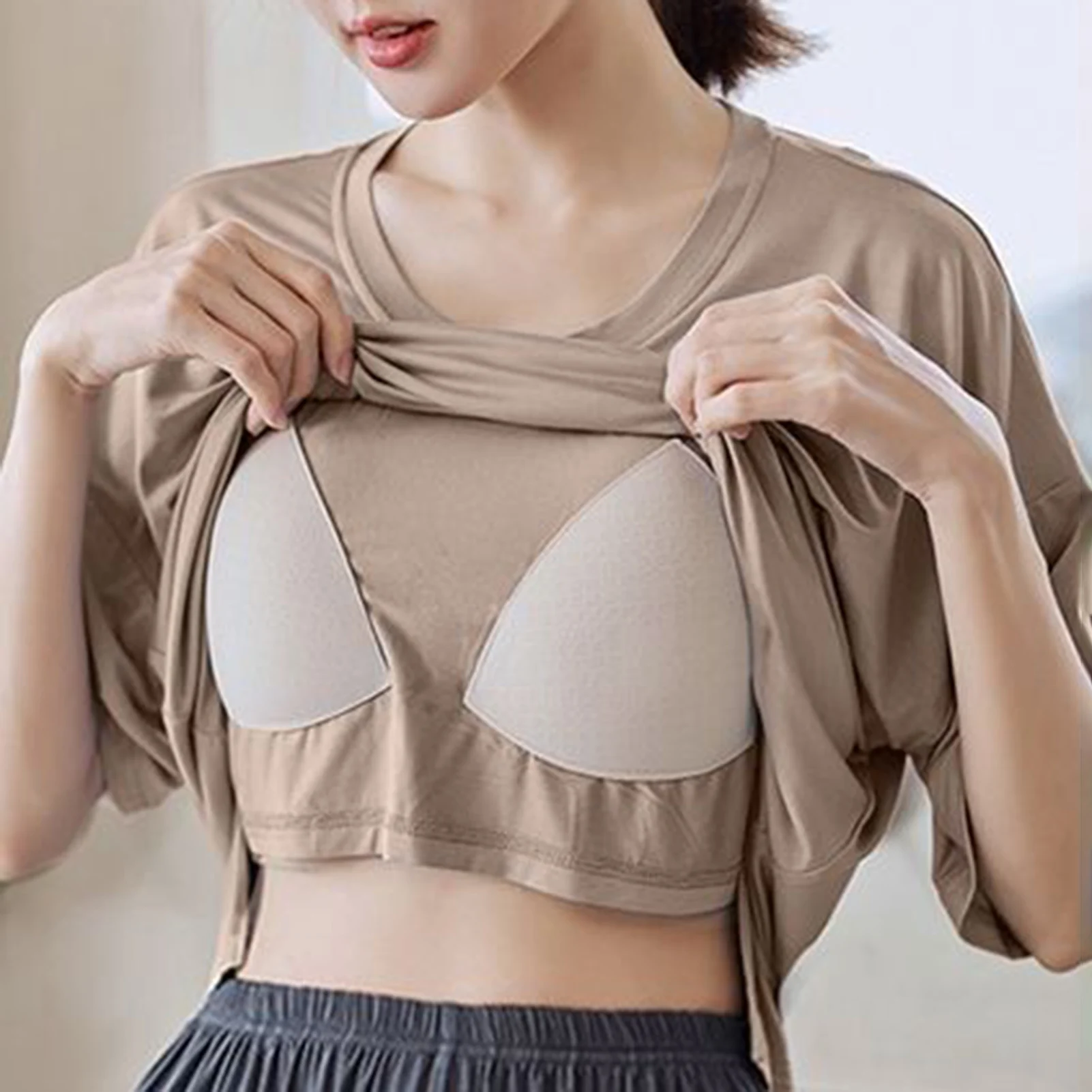 Women's Two-Piece Home Clothes Simple Style Top with Chest Pad Design for Party Travel Holiday Vacation