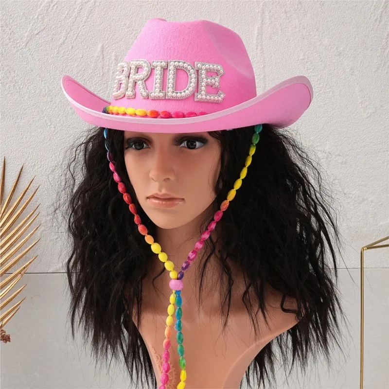 Pink water cap beaded string a popular and fashionable women's for party outings