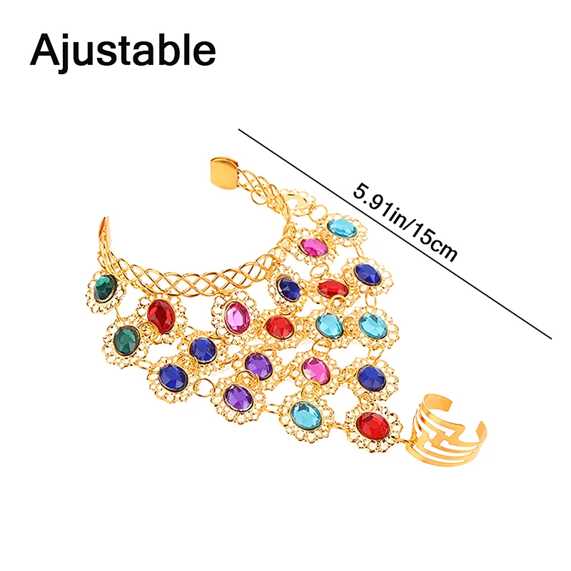 1Pc Rhinestone Indian Dance Stage Performance Jewelry Shining Finger Bracelet  Charming Female Belly Dance Bracelet Accessories