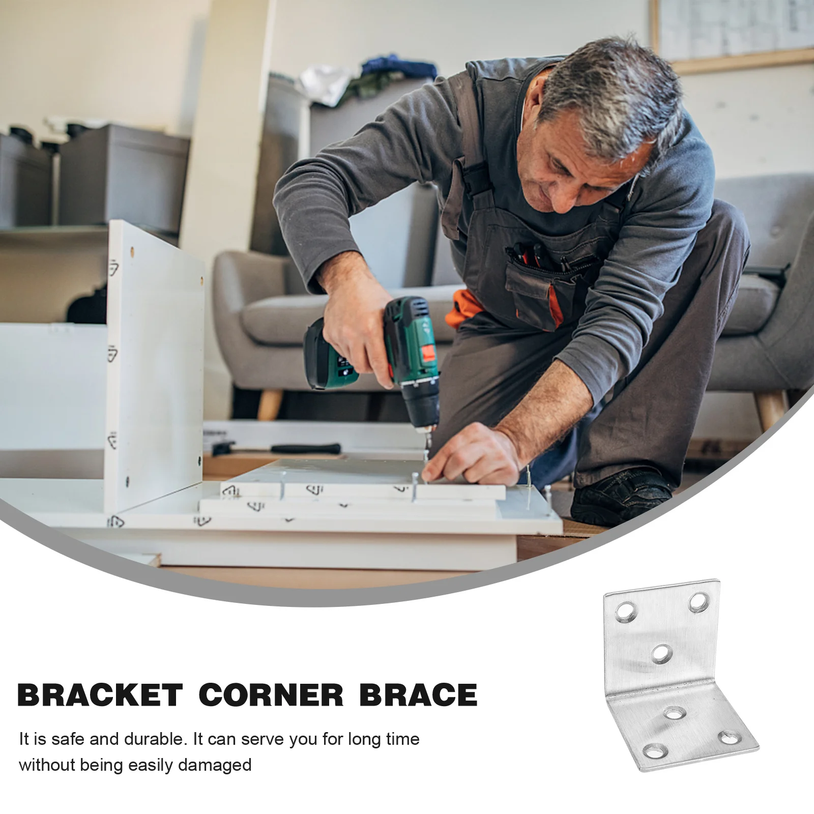 

10pcs L Shape Corner Bracket Stainless Steel Right Angle Bracket For Closet Shelf Bookshelf Cabinet Heavy Duty Support