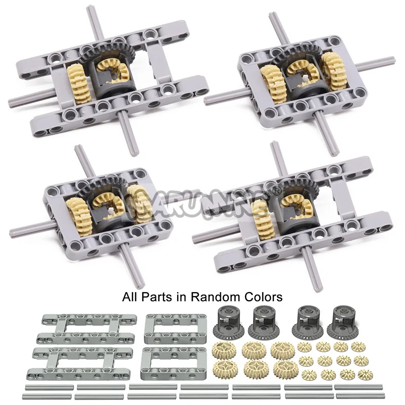 MOC High-Tech-Bausteine mit Differentialgetriebe, Teile für Technologie, mechanische Ziegelräder, 62821, 65414, 6573, 6589, 64178, 64179