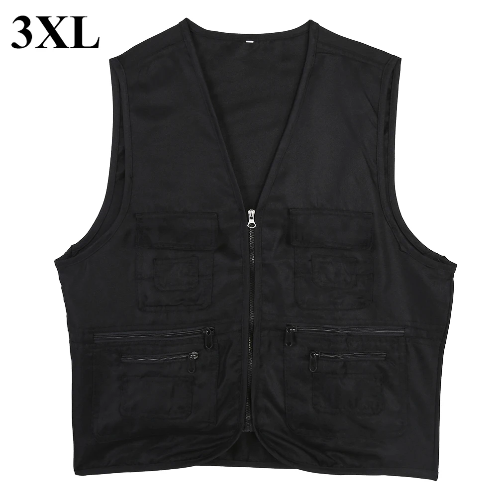 سترة صيد للرجال في الهواء الطلق سترة صيد ملابس رياضية مريحة جيوب متعددة (أسود 3XL) #4