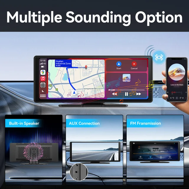 Universal Portable Wireless Carplay Screen for Car with Android Auto Touchscreen Car Stereo System 3