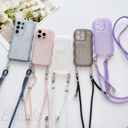 Adjustable Strap Case For Samsung Galaxy S26 Ultra S23 S22 S25 Plus S20 S24 FE A56 Star Glitter Crossbody Lanyard Neck Cover