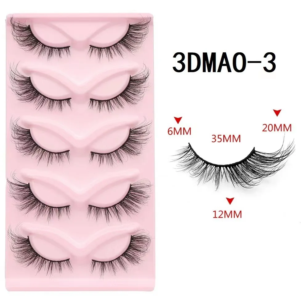 new Cat eye Eyelashes 3D Natural False Lashes Fluffy Soft Cross 5 pairs Manga Lashes Wispy Natural Eyelash Extension Makeup