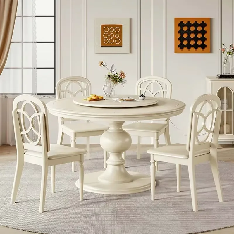 Designer Modern Wooden Dining Table Living Room Rotator White Table Restaurant Round Nordic Tavoli Da Pranzo Kitchen Furniture