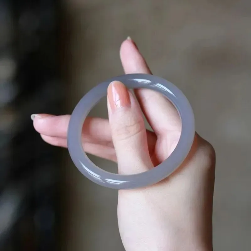 

Дымчато-серый круглый нефритовый браслет ручной работы, модные ювелирные изделия из бутика, дымчато-фиолетовый браслет для мужчин и женщин, украшение для красоты.