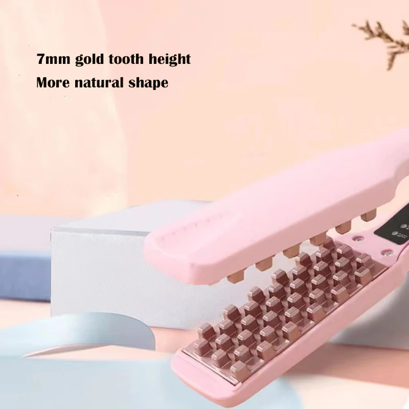 3D Grid Hair Crimper Volumizer Ceramic Professional Hair Fluffy Corrugated Curler Flat Iron Corn Hair Splint Perm 4 Temperatures