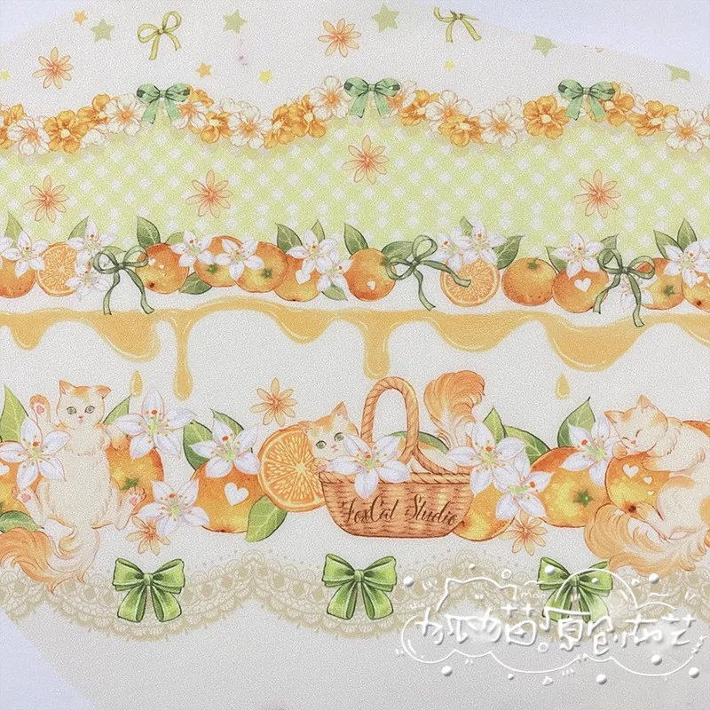 lovely Lolita Dress Orange Flower Cat fabric DIY handwork bag Hand accounting materials Children's skirt