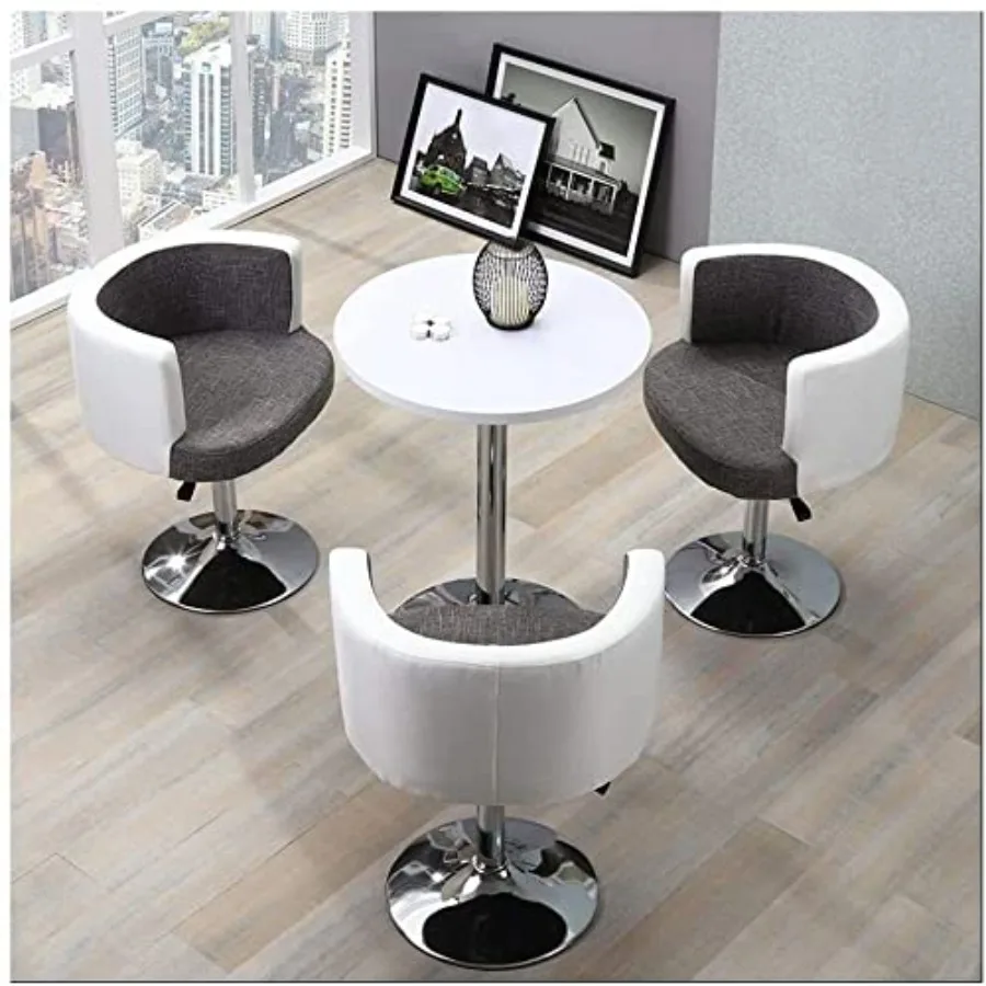 

Round Coffee Table Set - Space Saving Furniture Round Table and Chair Combination Dining Room Furniture Chair Lift Cloth 65cm R