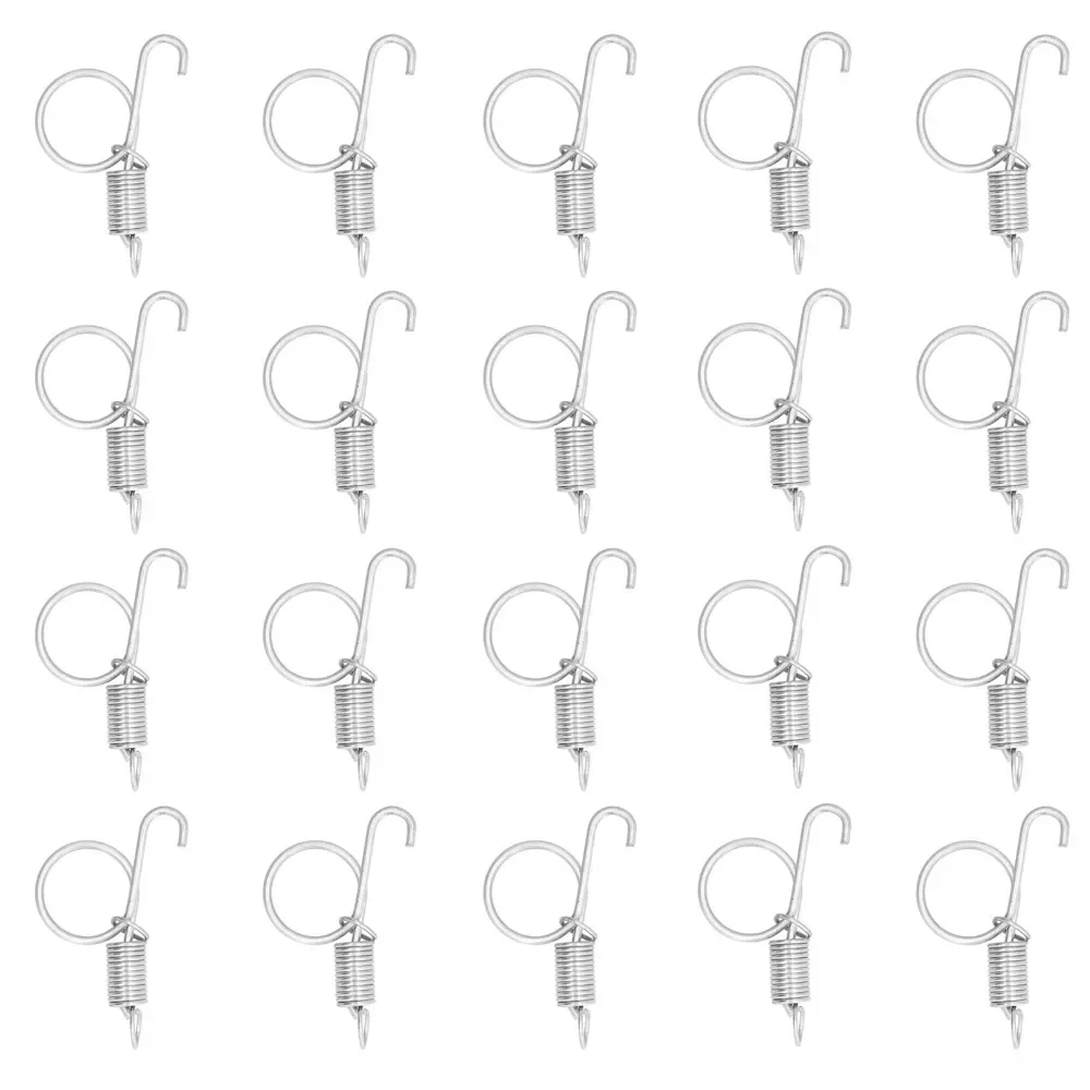 20Pcs Stainless Steel Spring Lock Hook Silver Pull Ring Mount Profile Wire Enclosure Fastener Multi-Enclosure Matching