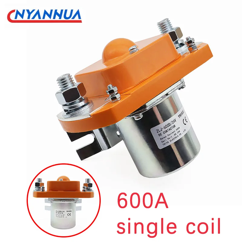 Single Coil Electric Vehicle Switch 600A 12V 24V 48V 1NO DC Contactor Silver Alloy Short Term/Continuous