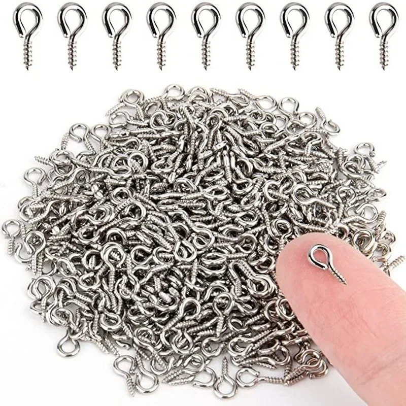 Mini Screw Eye Pins Stainless Steel Screw Eyepins Threaded Hooks Clasps DIY Bracelets Earrings Jewelry Findings Wholesale