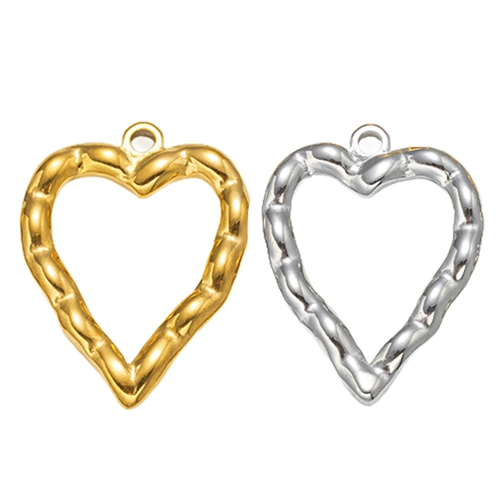 5pcs/Lot Stainless Steel Gold Color Heart Oval Square Shape Pendant Charms For DIY Earrings Necklaces Jewelry Making Accessories