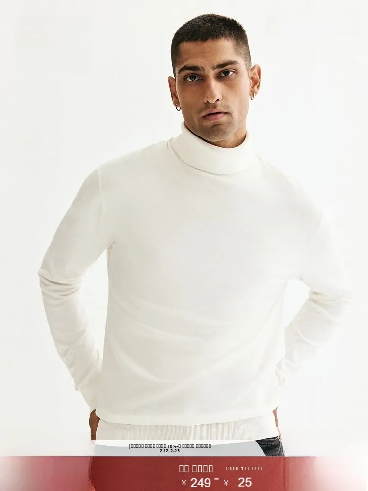 

H&M Men's Spring Stand Fit High Collar Sweater 286503 Casual Sle Knitted Comfortable Breathable Youth Faion