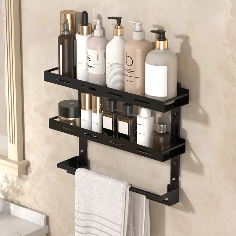 

Двухслойный органайзер для ванной комнаты из нержавеющей стали — настенная полка для хранения без перфорации для полотенец и принадлежностей для зубных щеток без дрели