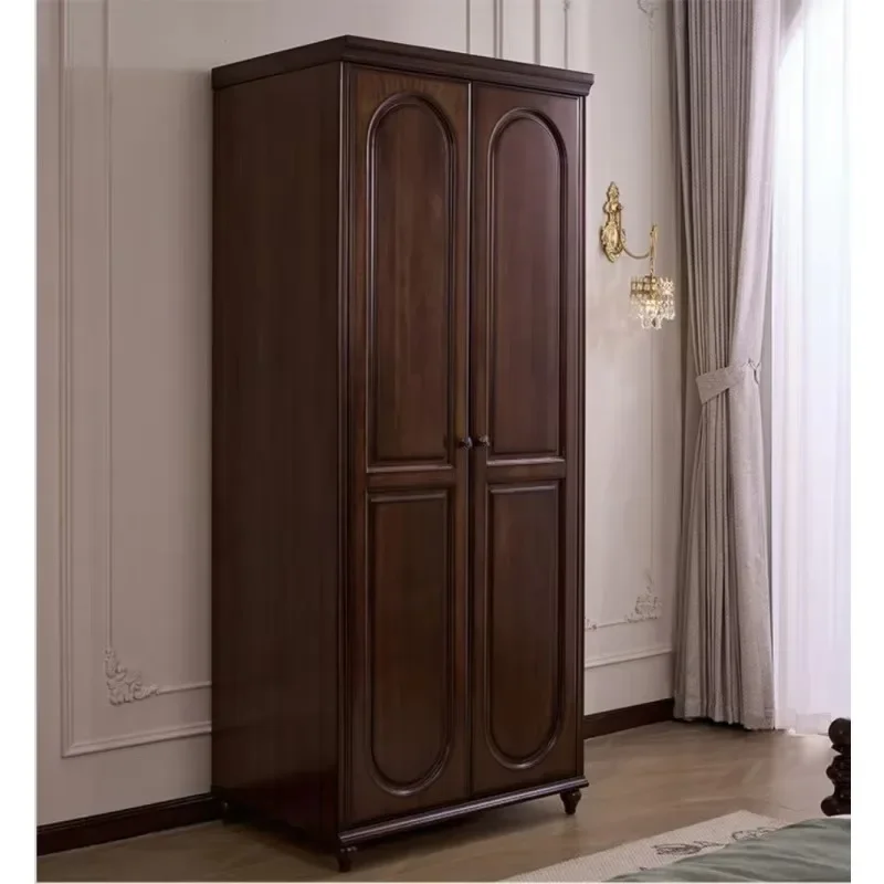 Retro traditional selection of high-quality solid wood bedroom wardrobe, wooden veneer door durable large capacity