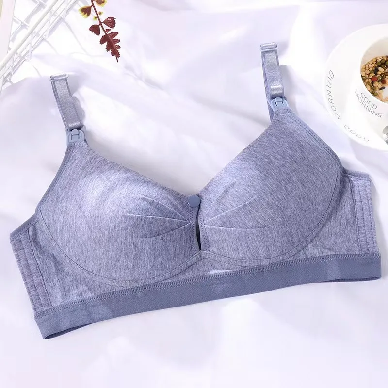 Soft Colored Cotton Nursing Bra for Pregnancy – Lightweight Front-Open Maternity Bra with Gathered Support for Breastfeeding Mom