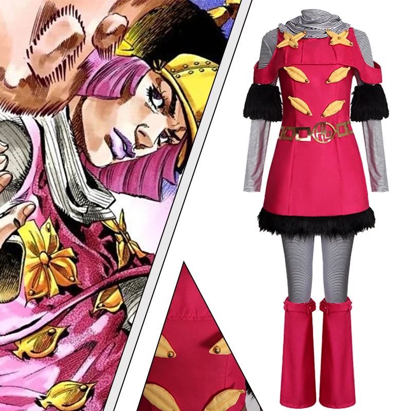 

Hot Pants Cosplay Costumes Uniform Ainme JOJO Rose Red Dress Role Play Halloween Carnival Dressing For Women Girls