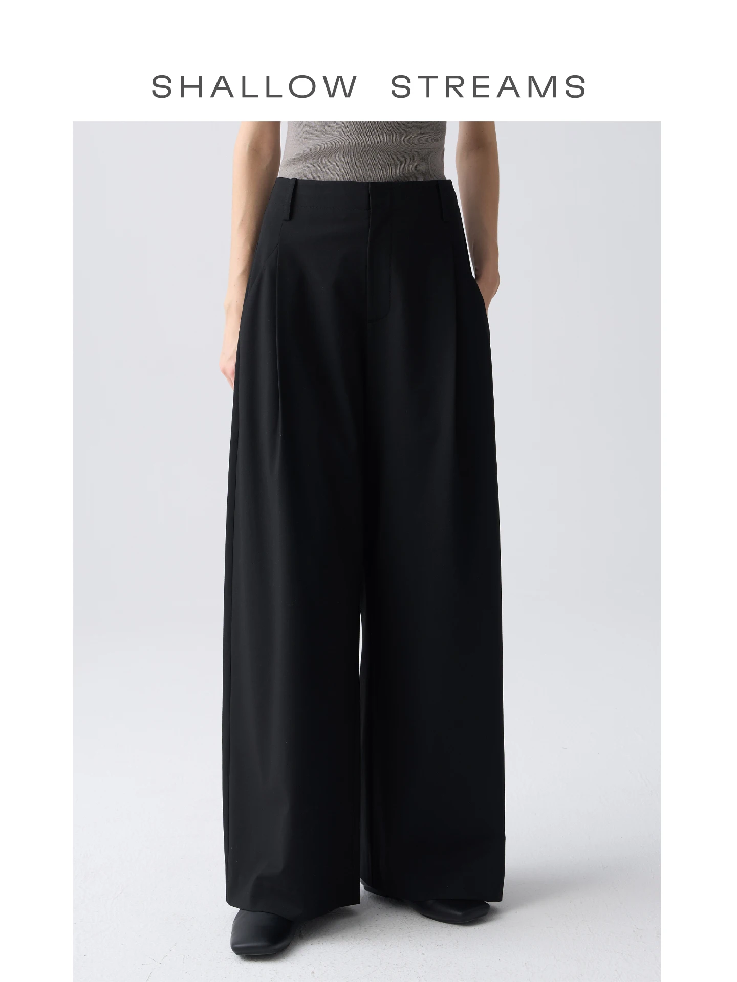 

Classic Bla Wide Leg Pants Women's Straight Cut Trousers Manhattan Elite Pear Turbulence Casual Faion High Waist Polyester