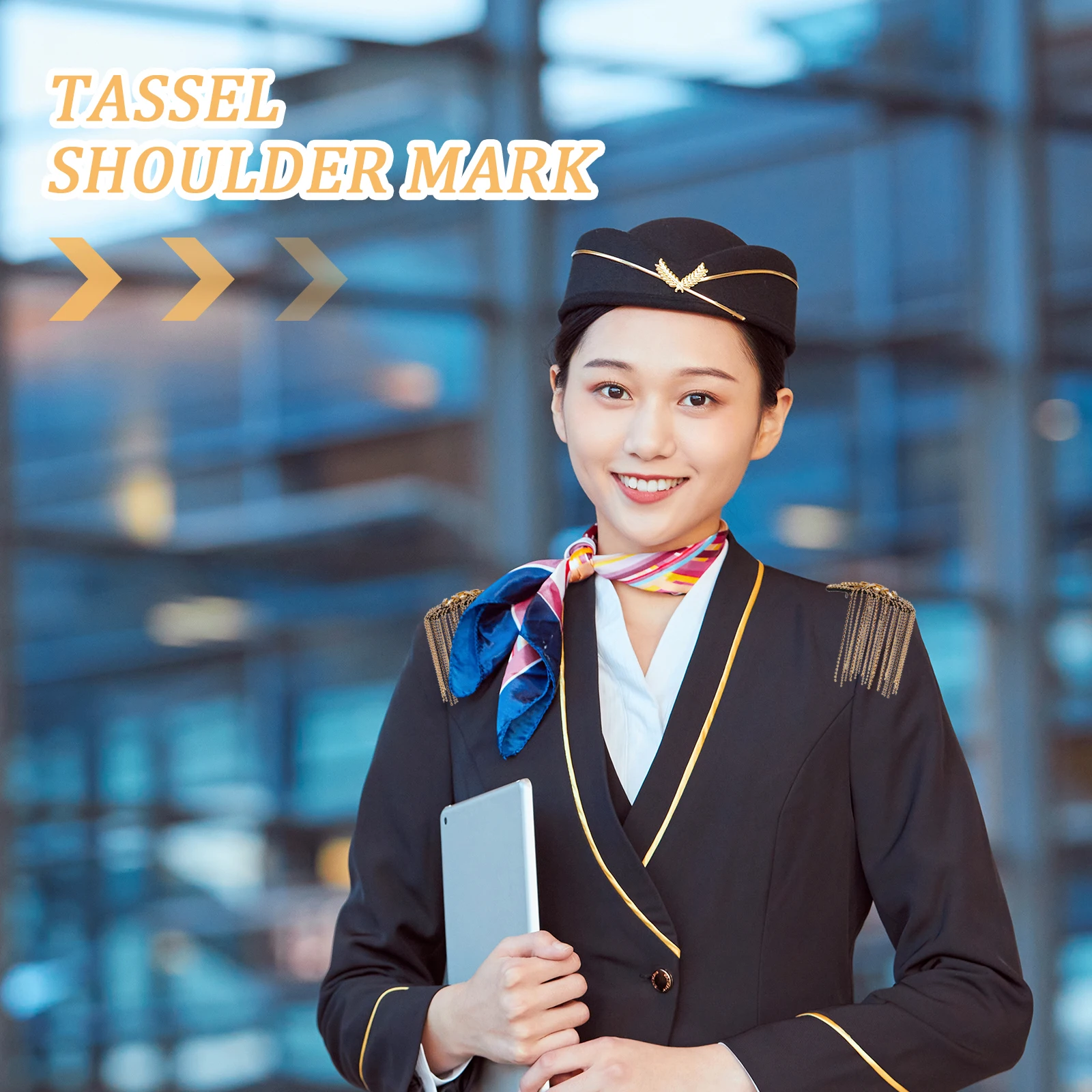 

1 Pair Gold Fringe Epaulet Rhinestone Decor Shoulder Board Tassel Badge For Suit Costume Lightweight Durable Wearable Add On