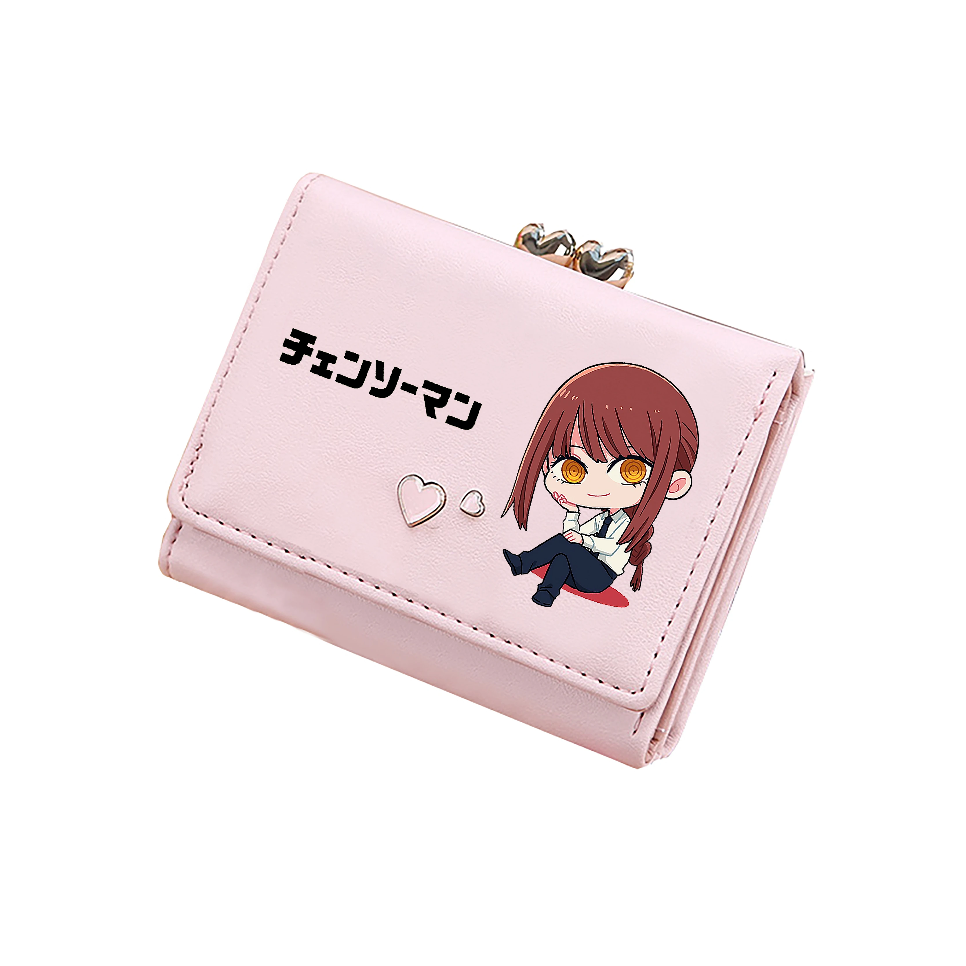 Chainsaw Man Anime Short Wallets Cute ID Card Holders Women Mini Coins Leather  Purses Kawaii Money Bag Girls Small Clutch Bags