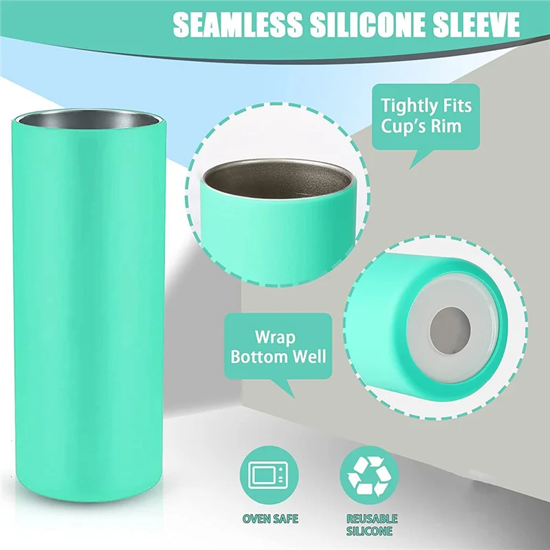 Sublimation Blanks Glass Silicone Strap Kit for 20 Oz Tight Straight Blanks, Sublimation Blanks Glass Silicone Strap Kit