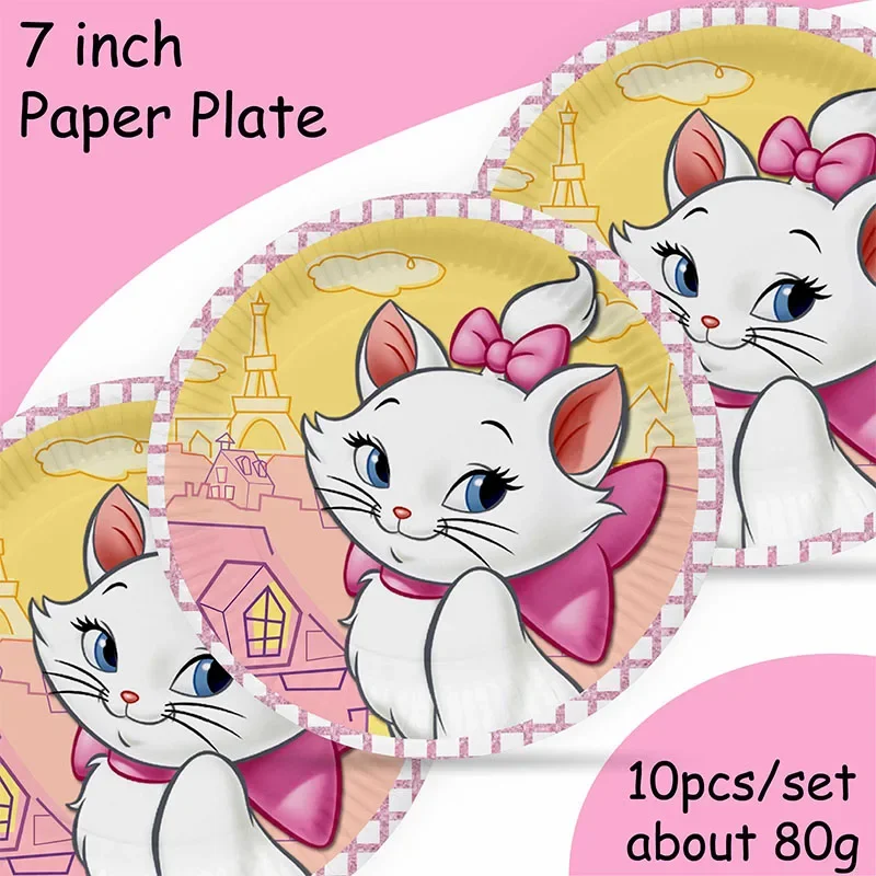 Disney The Aristocats  Party Supplies Tableware Cup Plate Honeycomb Topper Kid Baby Girls Birthday Party Decoration Baby Shower