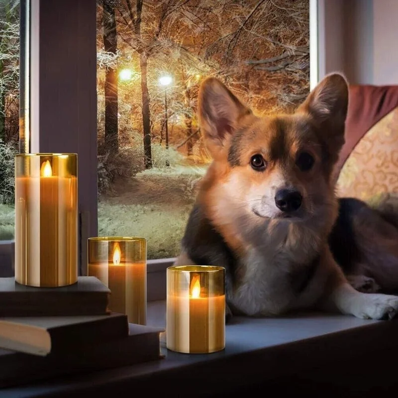 3pcs Flickering Flameless Candles Battery Powered Flickering Candles Led Tea Lights Party Decorative Fake Candles WIth Control