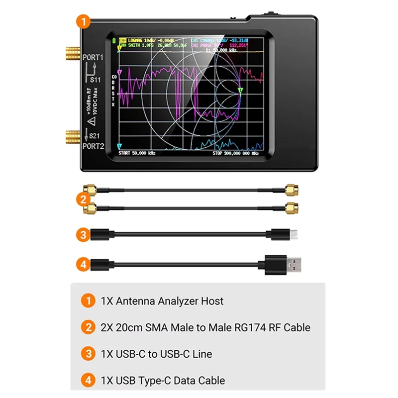 เครื่องทดสอบดิจิตอลนาโน VNA-H เครื่องวิเคราะห์เครือข่ายแบบเวกเตอร์ Nanovna-H 10Khz-1.5Ghz MF VHF UHF พร้อมเคส ช่องใส่การ์ด SD-ABIU