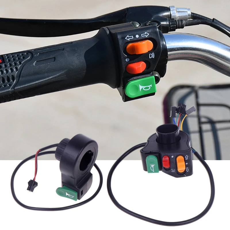 

3 In1 Electric Bicycle Scooter Motorcycle Handle Switch Plastic Headlight Horn Turn Signal Switch Button E-bikes Accessories