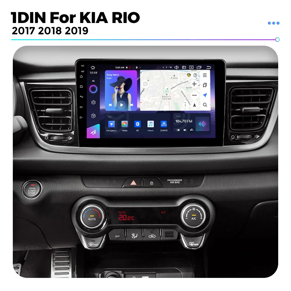 1 Din Android 13 9 inch Car Mutimedia Player For KIA RIO  2016 2017-2020 Auto Radio Carplay GPS Navigation DPS 4G BT Head Unit