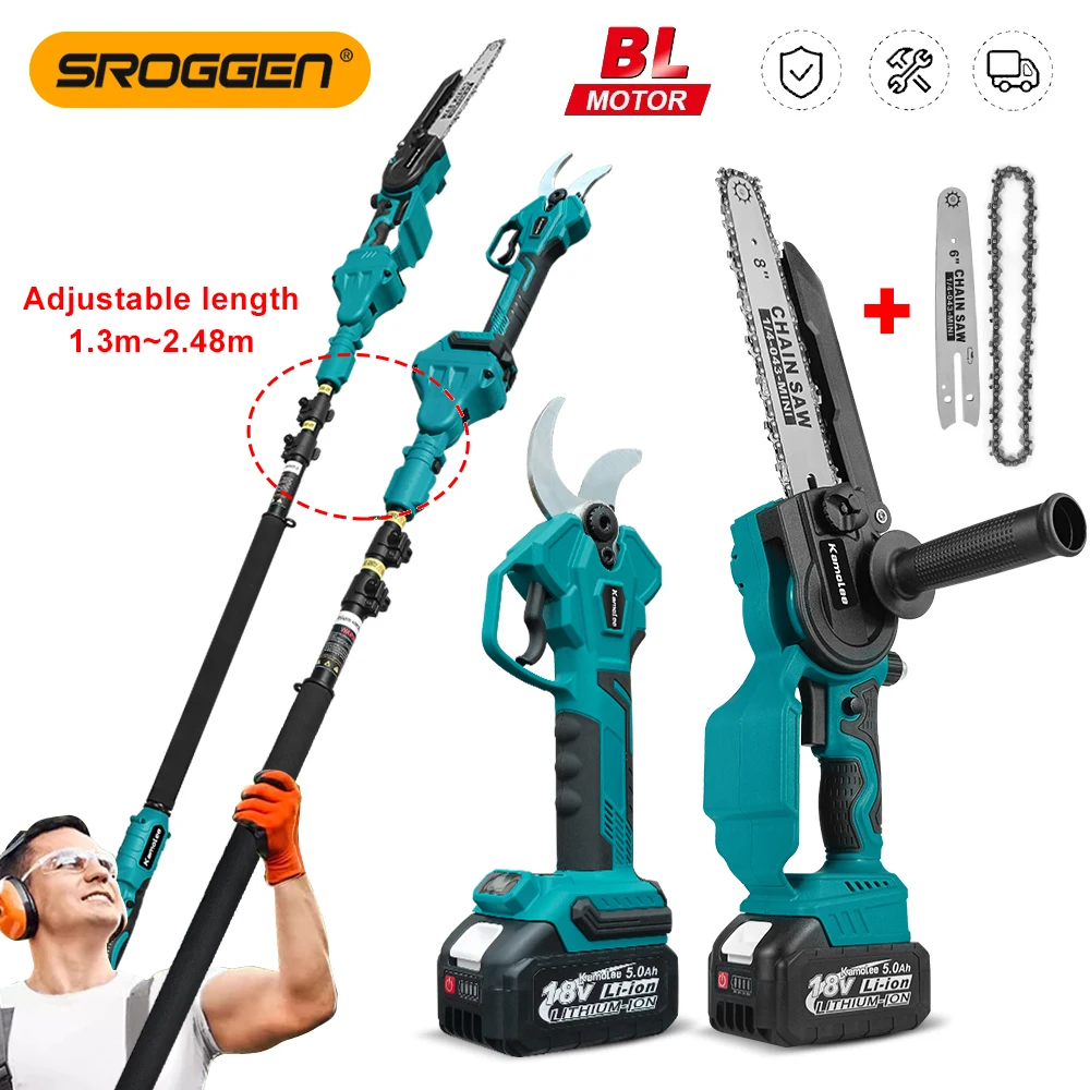 SROGGEN 50mm bezszczotkowe akumulatorowe nożyce elektryczne sekator nożyce do przycinania wydajne drzewo owocowe Bonsai przycinanie gałęzi