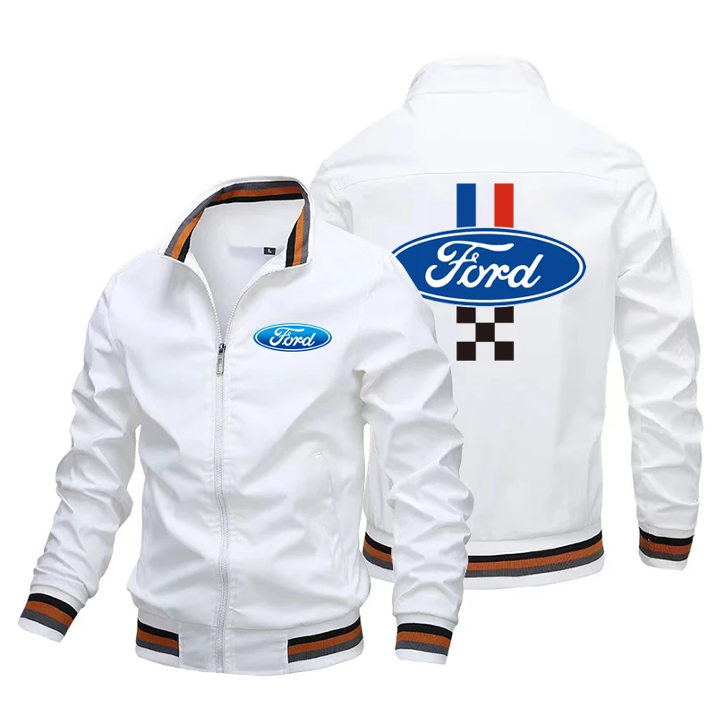 2024 new fashionable and versatile casual men\'s top jacket rinted custom locomotive Ford logo motorcycle